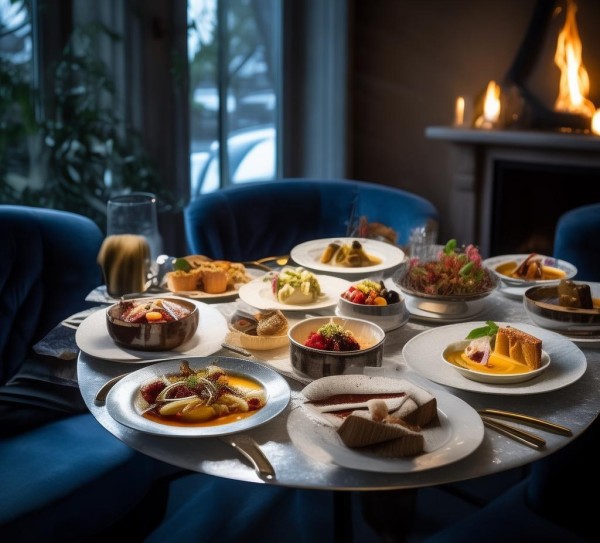 静谧的月光下，一月的美食，独特的搭配与优雅的环境